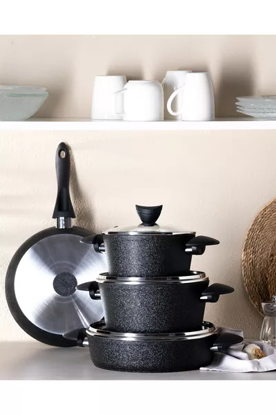 Titanium 7-Piece Cookware Set Noir - Black