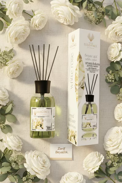 Weißer Rosen-Raumbedufter mit Bambusstäbchen ( ml)
