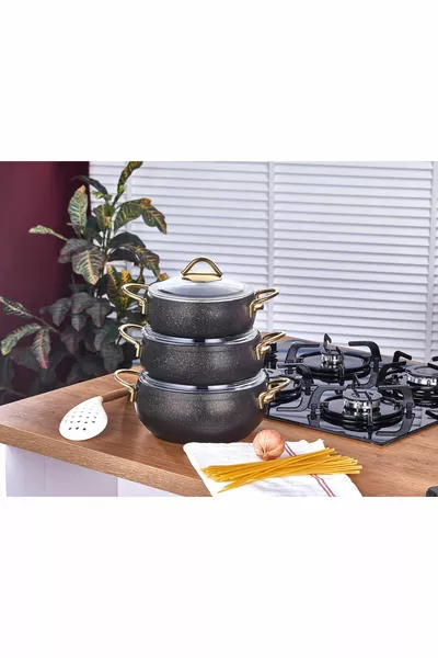 Luna Granite 3-Piece Casserole Set Black
