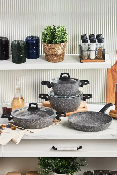 Ensemble de casseroles Gris Biogranit 7 pièces