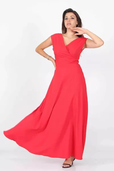 Robe de soirée longue à col bateau détaillée d’épaule pour femme 