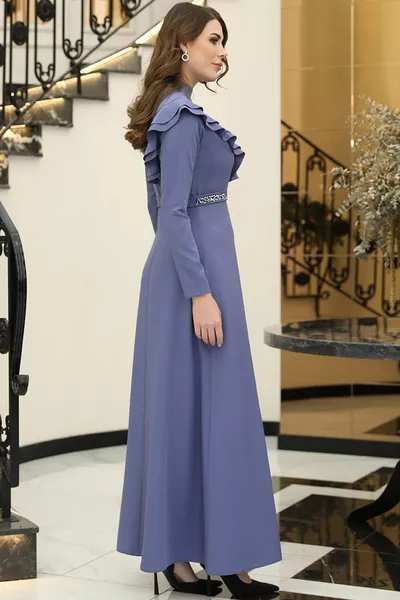 Hijab Clothing Elif Stone Dress Double Crepe Fabric Dress Hijab Evening Dress