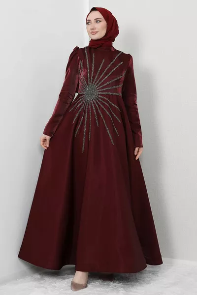 Вечерна рокля Nevra Hijab Бордо