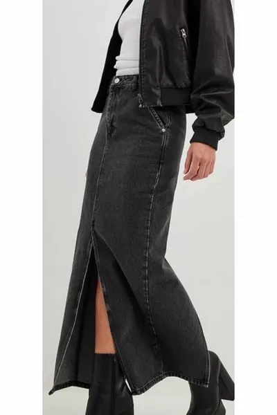 Antraciet denim rok met hoge taille van het originele merk