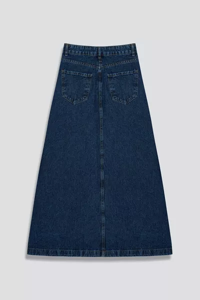 Long Bell Denim Rok Blauw