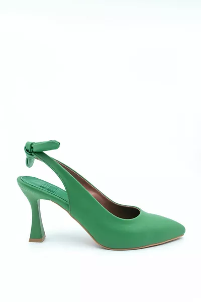 Green Back Bow Stiletto Heels - Pony