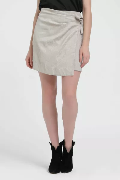 Женская бежевая жаккардовая юбка с запахом BEIGE