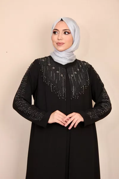 Plus Size Flip Stone besticktes Kreppkleid