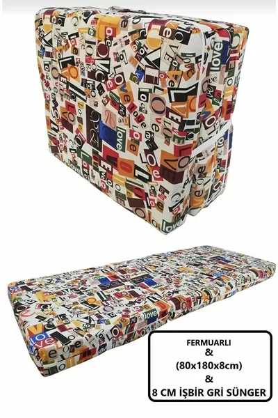 سرير أرضي قابل للطي بفرد واحد، مرتبة إسفنجية قابلة للطي  سم، إسفنج سميك 8 سم، رمادي، حب