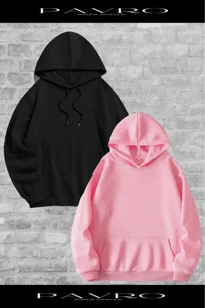 Sevgili Sweatshirt McQueen Sally Sırt Baskılı Sevgili Çift Kombini Kapüşonlu Sweatshirt 2 li Takım