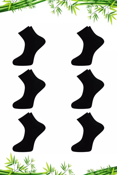 Calze da donna in bambù a mezza gamba, nere, senza cuciture, confezione da 6.