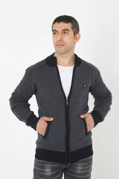 Men's Super Large Knitted Zip-Up Cardigan Sweater