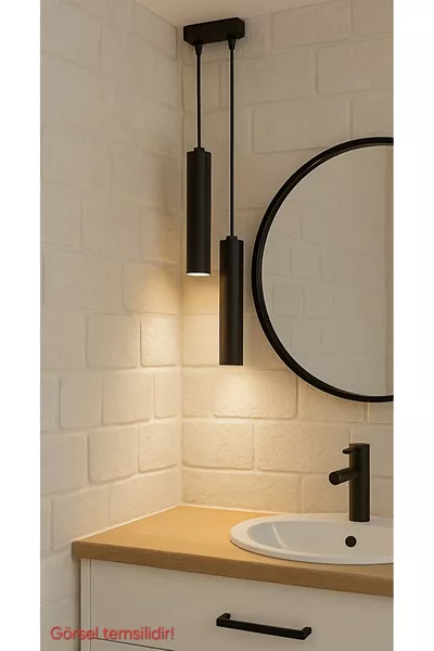 Серена Декоративен 2-ка Метален Полилей Черен Модерен (Включени са LED крушки с дневна светлина)