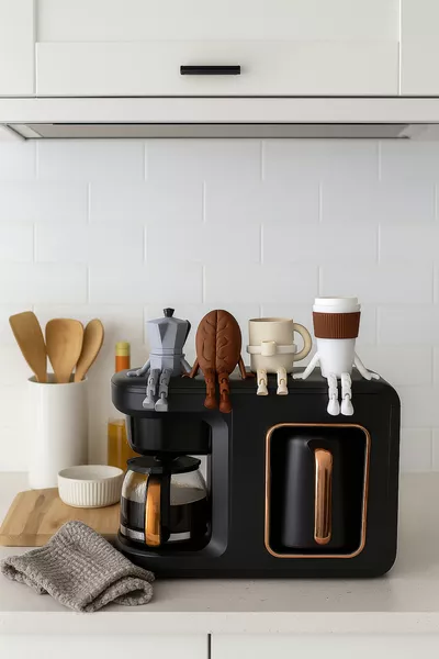 Decorative Figurine Set – Moka Pot, Coffee Bean, Cup & Thermos | Cute Mini Figurine 4-Piece Set labubu