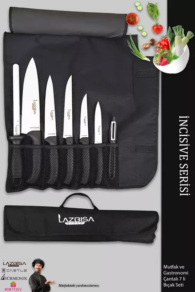 Set di Coltelli da Cucina Gastronomici Incisive Serie con 7 Coltelli e Custodia (7 Pezzi)