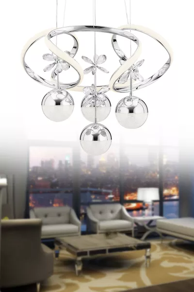 Подвесной светильник Rodin Power с серебристо-белым корпусом и LED-подсветкой, современная роскошная светодиодная люстра