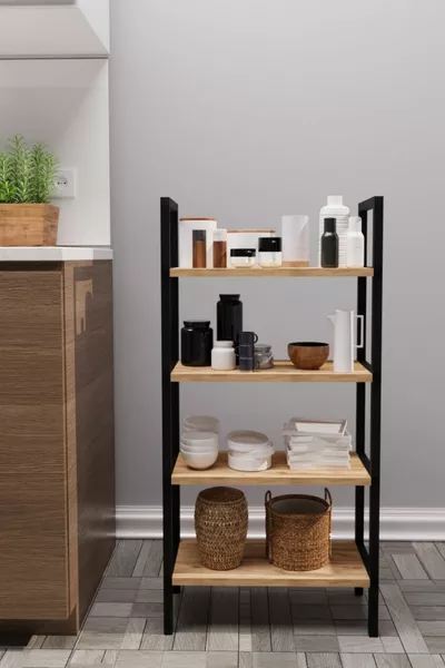 Nefes 4-этажная кухонная полка с металлическими ножками, шкаф для ванной, многофункциональная полка, шкаф для кладовой, офисная полка, книжный шкаф