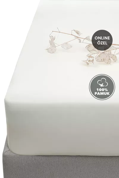 Softy Tweepersoons % Katoen Elastisch Hoeslaken - Crème