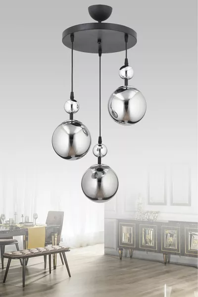 Подвесная люстра Nisan 3 с дымчатыми стеклянными плафонами для гостиной, кухни, спальни