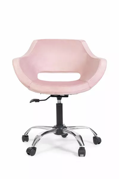 Офис стол за детска стая с метални хромирани крака (регулируем) Розов