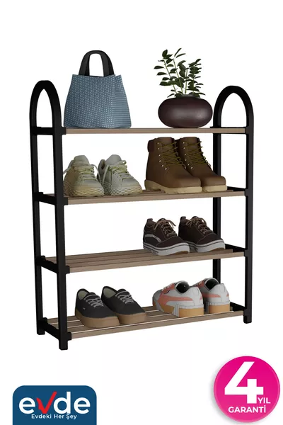 رف كتب أسود عالي الجودة بأربع طبقات 