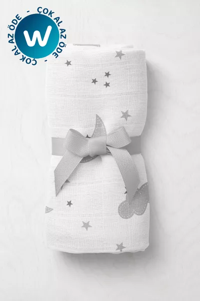 Многофункциональное муслиновое детское одеяло Серое Облако - XL  см