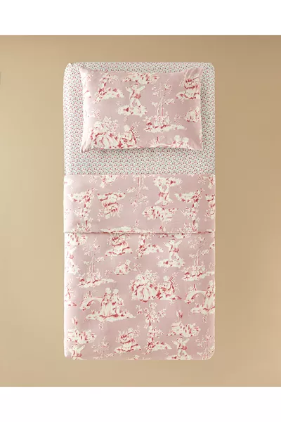 Детское постельное бельё Bearette из хлопка, розовое