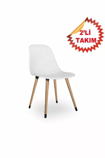 Estelia Abant Chair White Wooden Natural Legs 2-Piece Set