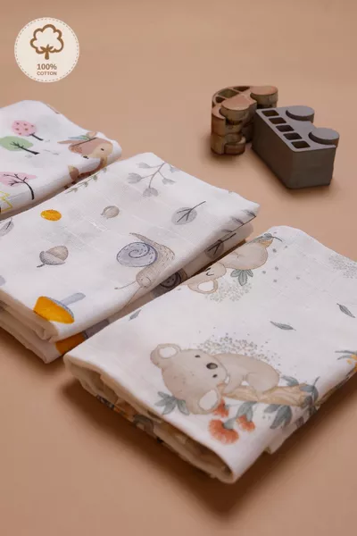 3 штуки многофункциональных муслиновых пеленок одеял из % хлопка, сертифицированные Oeko-Tex,  см