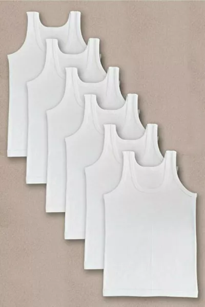 Girls' Tank Top with Wide Straps and Piping, Pack of 6