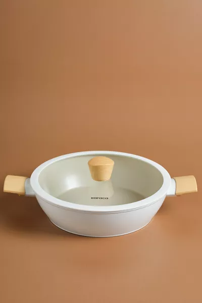 x Refika Swiss Crystal Almond Cream Eggplant Dish Pot with Induction Base  Cm