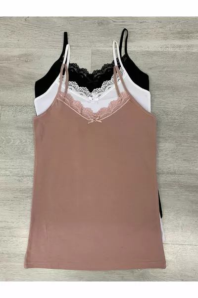 3ER-PACK KNITTED SPITZEN-NEGLIGÉ AUS LYCRA