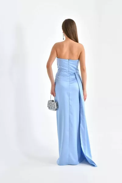 Cotton Satin Aller Slit Evening Dress