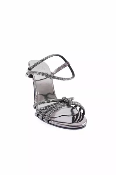  y Damen Silver Stone Diagonal Strap Abendkleid Schuhe