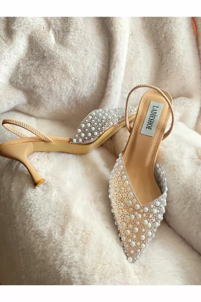 حجر اللؤلؤ الليزر المطبوعة أحذية الأميرة ذات الكعب العالي