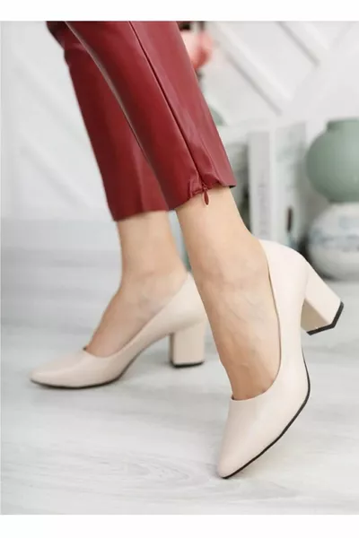 Damesschoenen Huid Huid Korte Dikke Hakken Avondjurk Schoenen 5 cm Klassieke Schoenen