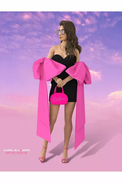 Мини рокля без презрамки с детайл от лъка - лимитирана серия