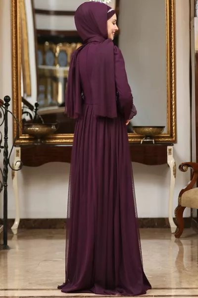Robe de soirée hijab légendaire violet
