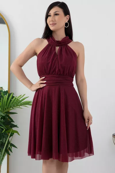  C Neck Glitter Tulle Dress