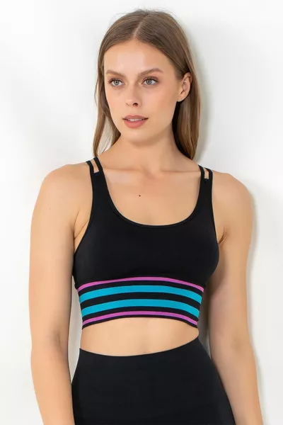 Дамски черен енергиен спортен сутиен