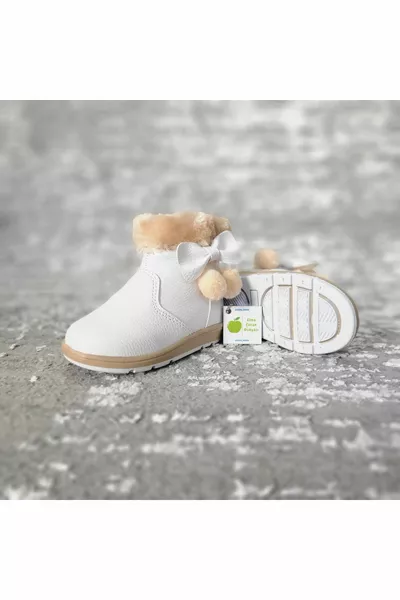 الصوف الفراء بون بون القوس سستة ماء التشريحي للأطفال أحذية الشتاء أحذية