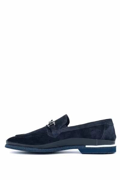 Mocassins bleus en cuir véritable pour hommes
