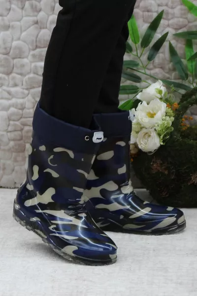  كحلي أزرق التمويه داخل أفخم ماء الأولاد أحذية المطر الثلجي