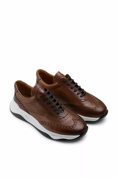 جلد طبيعي تان حذاء رياضي رجالي