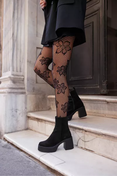 باسيو نسائية أحذية نسائية من جلد الغزال الحقيقي بكعب