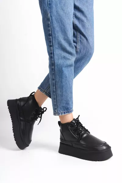 زنبق الفراء داخل ماء فو الجلود الدانتيل المتابعة مفصلة نصف أحذية نسائية