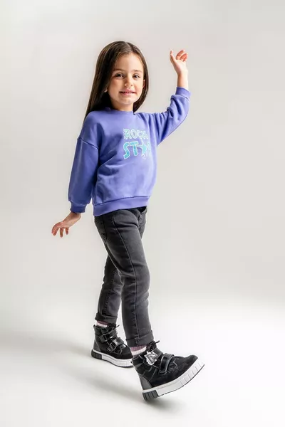 Ragazze Stivali Anatomici Casual In Vera Pelle Nera