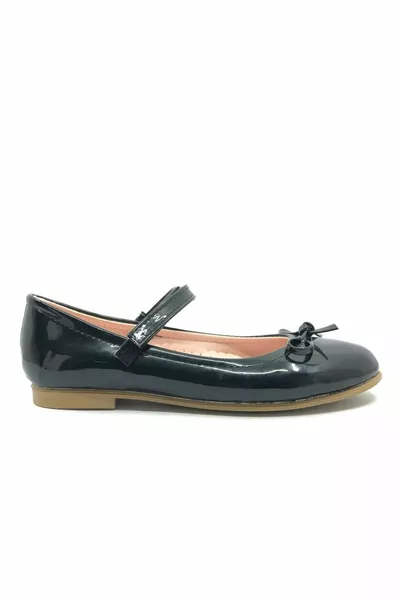 İremsu Kitty Mustache Velcro Girls Ballet Flats BLACK