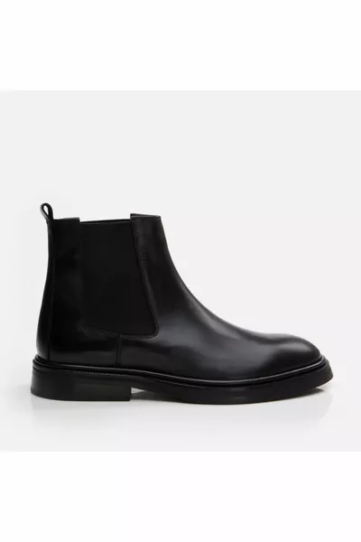 جلد طبيعي أسود أحذية كلاسيكية للرجال