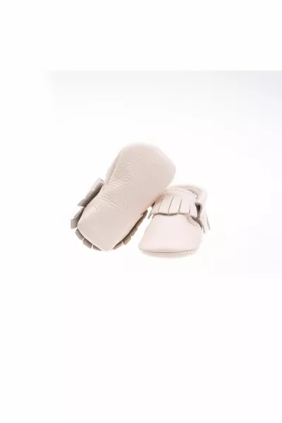 Baby crème lederen getufte laarsjes